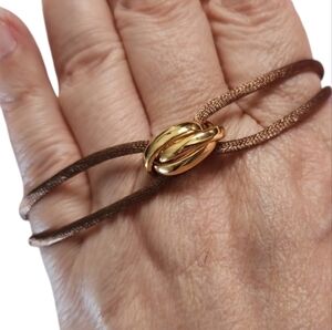 Goldtone Stainless Steel Adjustable Knotted Cord Bracelet